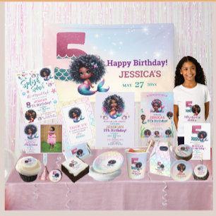 Invitation Photo Africaine Américaine De Sirène 5E Anniversai