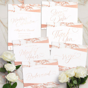 Invitation Rose Gold Marbre Blanc Sur-Mesure Enterrement de V