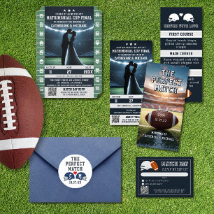Football Match Ticket met QR Code Wedding Save The Date