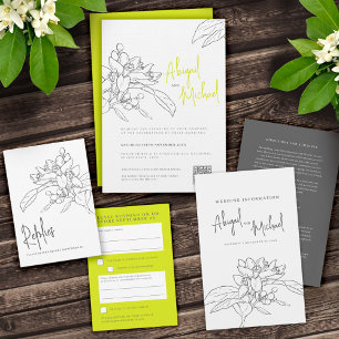 Invitation Crayon citron fleur croquis mariage jaune