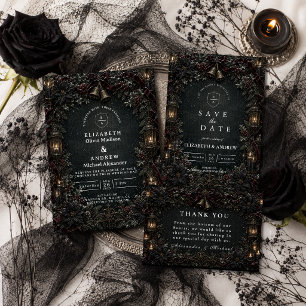 Carte De Remerciements Mariage d'hiver gothique goth