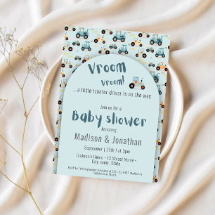 Carte D'accompagnement Tracteur garçon baby shower de couche tombola