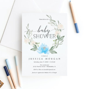 Pastel Blue Baby shower Invitation Douche Invitati