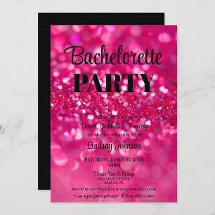 Invitation Parties scintillant rose chaud Glam Bachelorette P