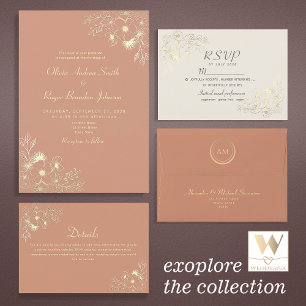 Invitation Boho Floral Terracotta Mariage