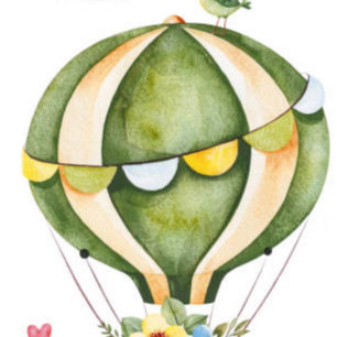 Invitation Sage Green Hot Air Balloon Floral Girl Baby shower