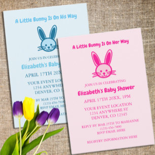 Invitation Un Petit Lapin Est En Chemin Baby shower