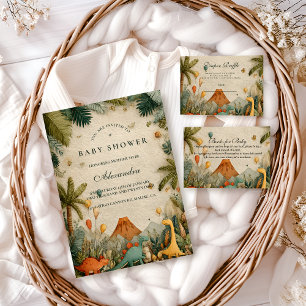 Invitation Baby Shower Aventure Dinosaure Tropical