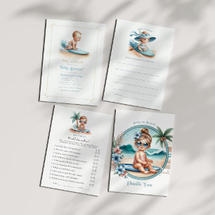 Carte De Remerciements Bébé à bord Baby shower tropical à thème de plage