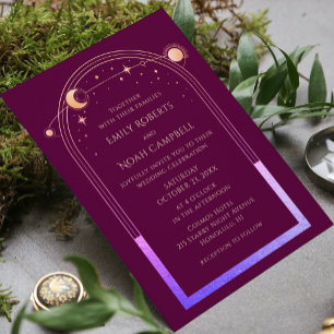 Invitation Mystic Chic Fuchsia Fête des mariées Or