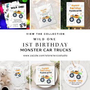 Invitation Wild One Anniversaire Moderne Enfants Monster Voit