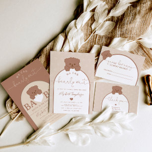 Invitation Baby shower neutre minimaliste de l'ours en peluch