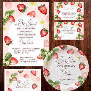 Invitation Baby shower fraise doux