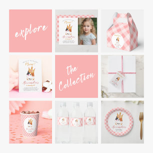 Invitation Kitten Meow Couronne rose Fille Kitty Chat Anniver