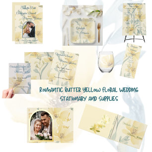 Invitations En Acrylique Beurre pâle Jaune Doux Bleu Mariage Floral