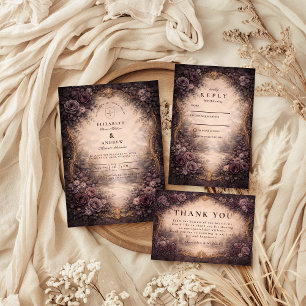 Carte De Remerciements Mariage Rose Baroque Gothique