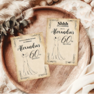 Invitation Robe élégante vintage 60ème anniversaire fête