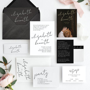 Invitation Noms personnalisés modernes et élégants Tuxedo Mar