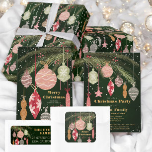 Étiquette Festive Ornements Vintages Illustrations de Noël