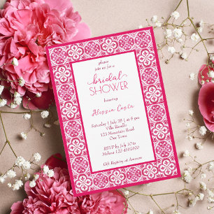 Invitation Fuchsia Majolica magenta tuiles citron nuptiale do