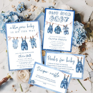 Carte D'accompagnement Blue Jean Baby Denim Baby shower Déchets Raffle