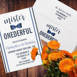 Invitation Mister Onederful Bow Cravate 1er anniversaire