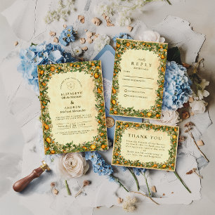 Carte De Remerciements Mariage au Jardin de Citron Doré
