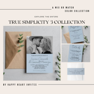 Invitation True Simplicity 3 Modern Dark Navy Mariage photo