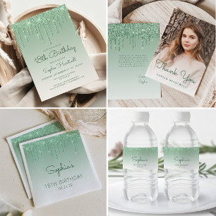 Invitation Glam Green 18e fête d'anniversaire