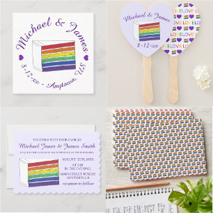 Invitation Slice de gâteau de Mariage de couche arc-en-ciel L
