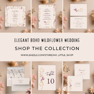 Elegante Boho Wildflowers Fall Wedding Kaart