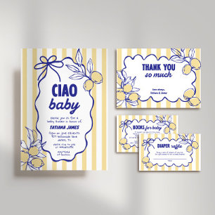 Invitation CIAO BABY Lemon Baby shower Amalfi méditerranéen