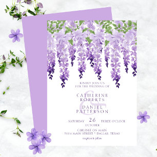 Invitation Aquarelle Wisteria Floral Élégant Mariage moderne