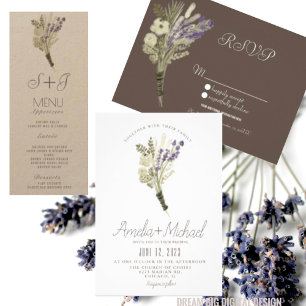 Invitation Lavande Aquarelle Eco Friendly Bouquet Mariage