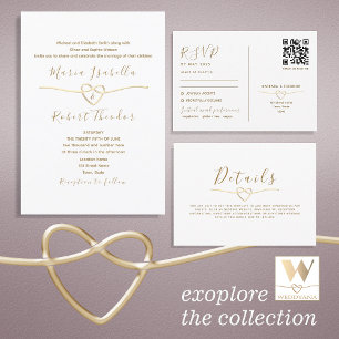 Invitation En Aluminium Mariage classique blanc et or