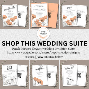 Invitation Poppies de Pêche Élégantes modernes Mariage Floral