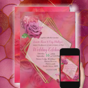 Invitation Viva Magenta 2023 doré à l'intérieur de la fenêtre