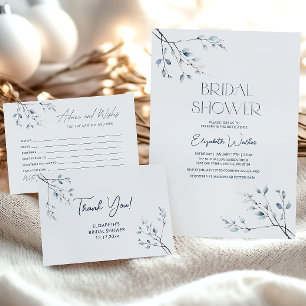 Invitation Floral Blue Winter Fête des mariées botanique