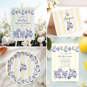 Carte De Remerciements La Dolce Vita Mariage Italien Jaune Citron Douche 