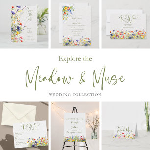 Carte RSVP de mariage Fleur sauvage aquarelle