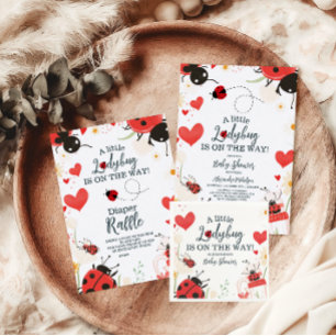 Carte D'accompagnement Petite fille de Ladybug Baby shower Diapper Raffle