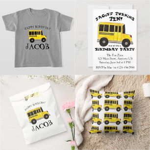 Invitation Big Yellow School Bus fête d'anniversaire