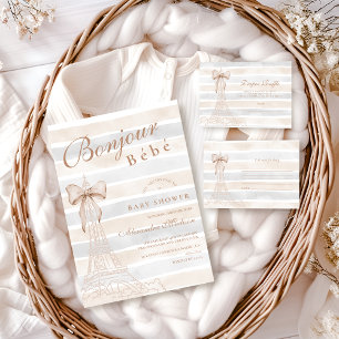 Serviette En Papier Bow beige Bonjour Bebe Baby shower