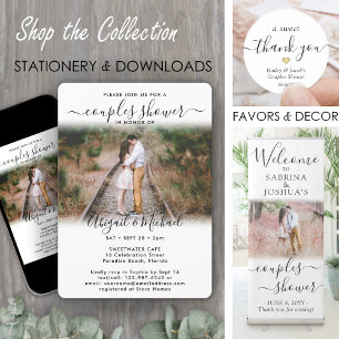 Invitation 2 Photos Couple Réception de Mariage Chic Moderne 