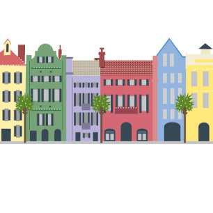Autocollant Rainbow Row Charleston Caroline du Sud