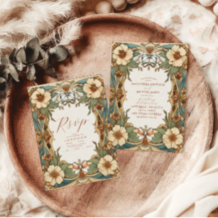 Invitation Tout En Un Vintage Floral Art Nouveau Mariage