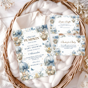 Invitation Baby Shower Fantaisiste Petite Citrouille Bleue