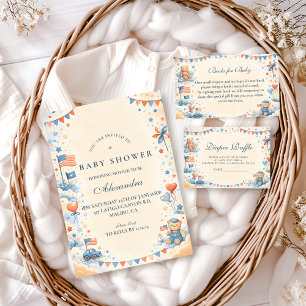 Invitation Fête de naissance étoiles et bandes patriotiques