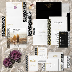 Invitation Magnétique Bordure de feuillage romantique Votre photo Enregi