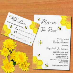 Cartons Réponse Baby shower d'abeilles